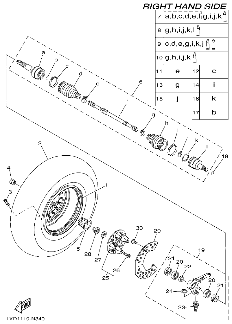 Yamaha VIKING1XP9_2014 FRONT WHEEL 2 parts diagram
